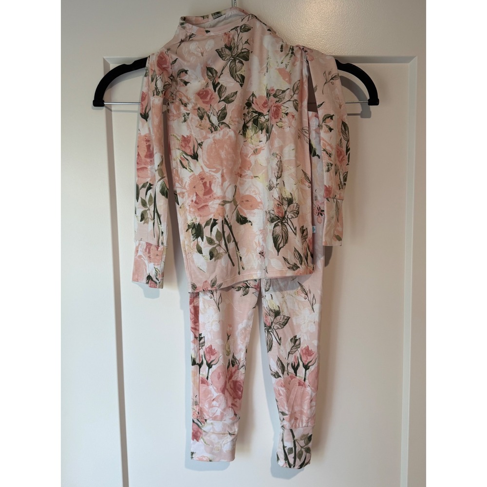 Posh Peanut Kids Pink Vintage Rose Bamboo Pajama Set 4T Long Sleeve PJ